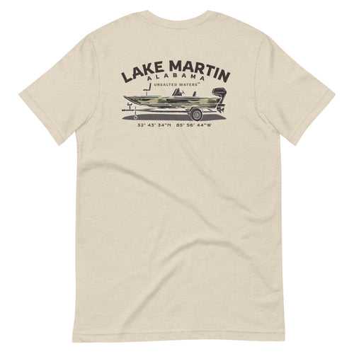 Camo Fishing Boat Lake Martin Tee UnSalted Waters T-Shirt